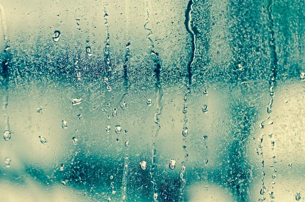 Natural water drops on glass window
