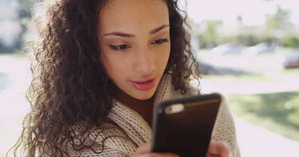Portrait of an attractive latino woman texting on a cell phone