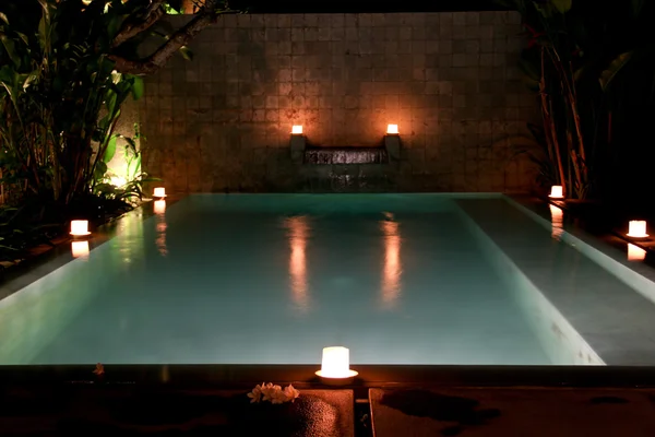 SWIMMING POOL ON VILLA WITH CANDLELIGHT