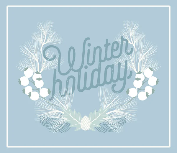 Winter holiday card template with wreath