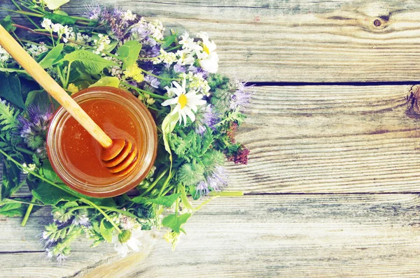 Honey with flowers