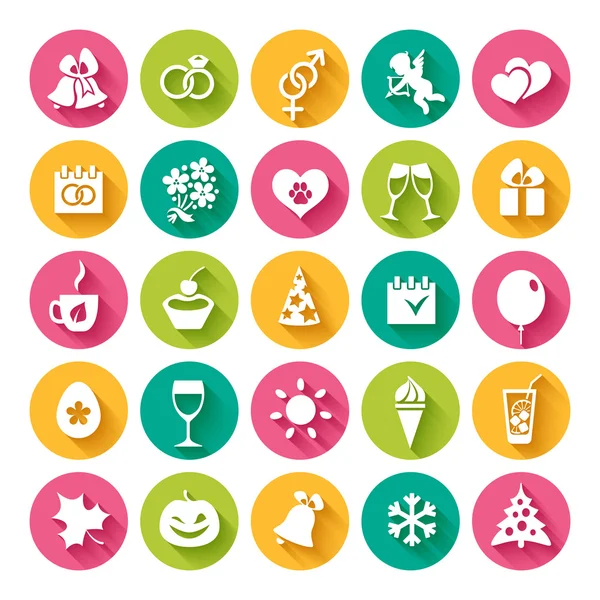 Set of 25 flat icons for  holidays
