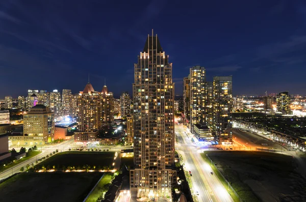 MISSISSAUGA, CANADA, JUNE 14, 2016: View to the skyscrapers in the night.