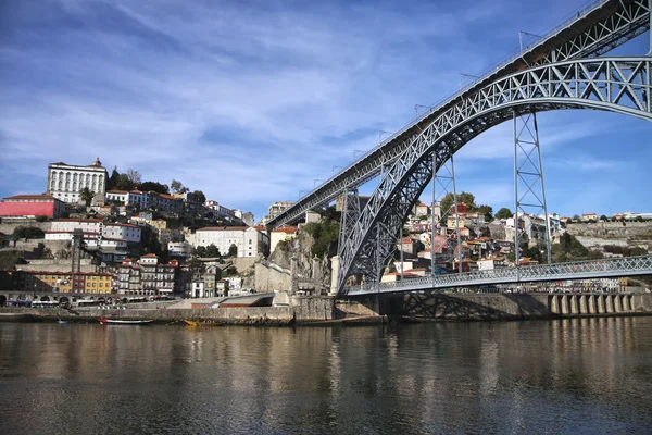 View to the bridge across the river and old European architectur