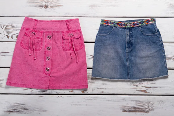 Pink and blue skirts for teenagers.