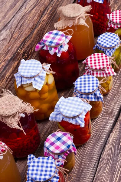 Canned fruits and vegetables homemade.