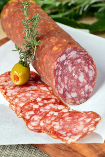 Salami with olive