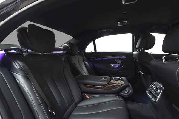 Car interior luxury black with violet ambient light