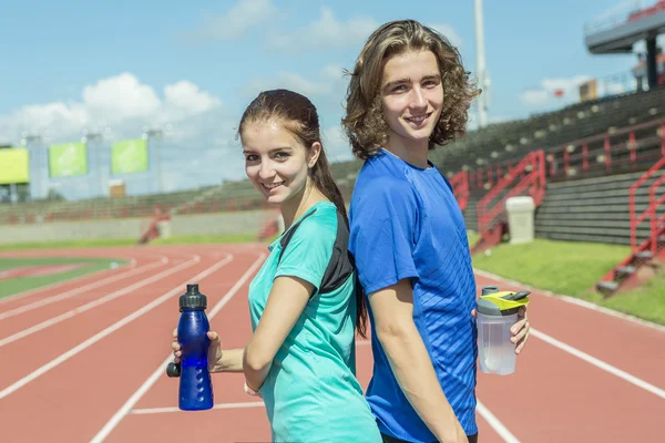 Happy teen doing training workout and sport activity