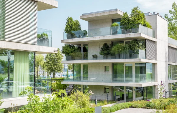 Modern apartment building at the lake in Zurich