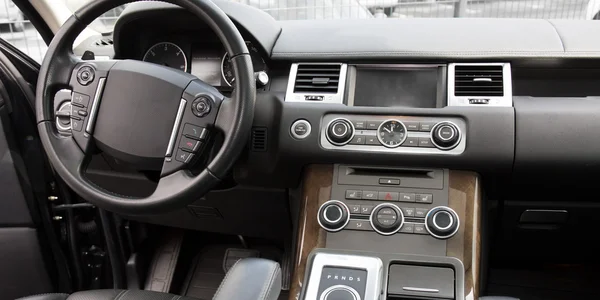 Close-up interior view of a luxury car