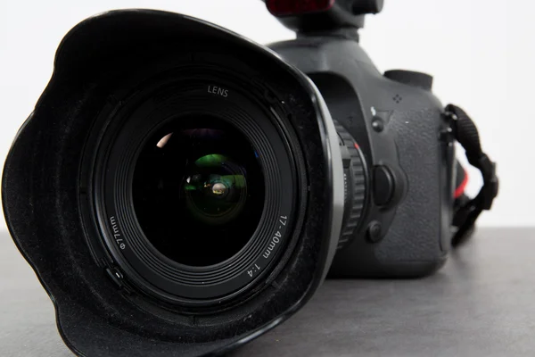 Close up of digital lens, digital photo camera isolated