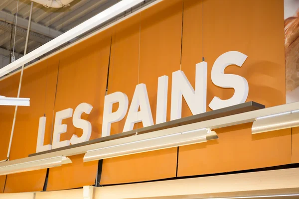 Typical French pastry shop sign written bread