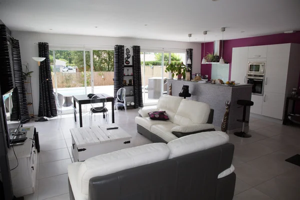 Beautiful living room dining room in modern home.