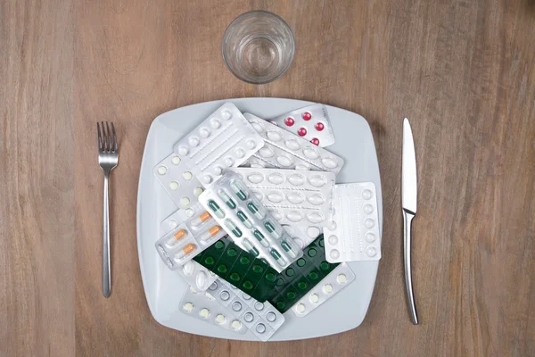 Pills in a plate instead of food