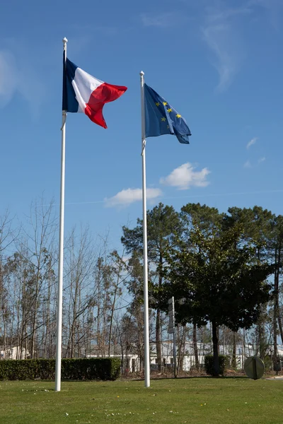 Flags of eu and france, symbol photo for partnership, diplomacy,