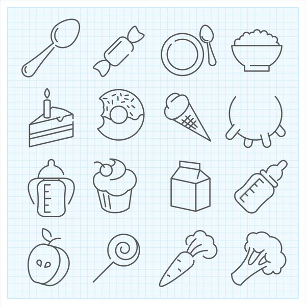 Food thin line icons set