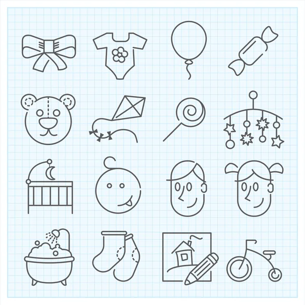 Baby thin line icons