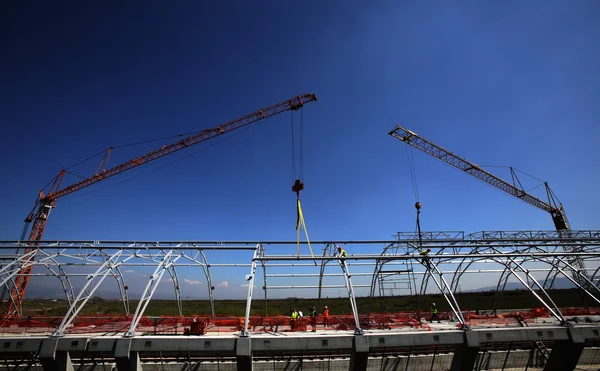 Workers at a subway construction site