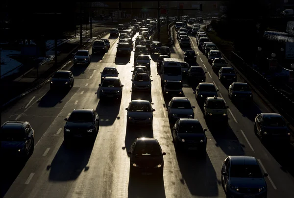 Traffic jam cars street silhouette