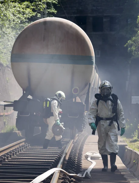 Toxic chemicals acids emergency train firefighters
