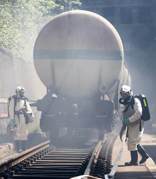 Toxic chemicals acids emergency train firefighters