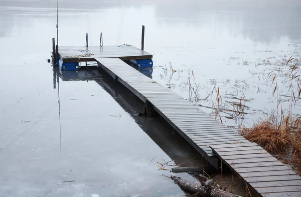 Boat launch on a frozen lake