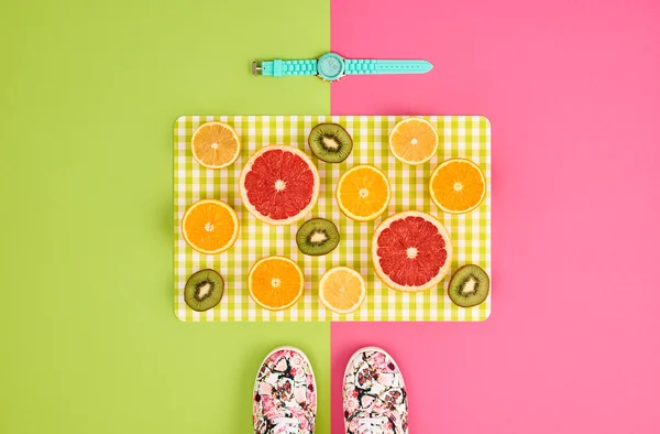 Fashion Summer Beach set. Tropical fruit. Minimal