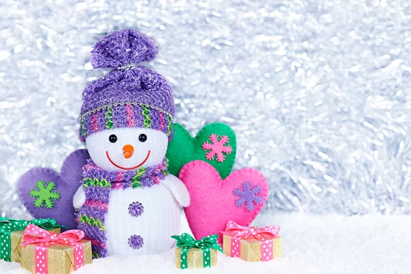 New Year 2016. Happy Snowman, party decoration, gift boxes
