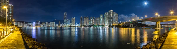 Hong Kong, SAR China - circa July 2015: Panorama of residential area and Tsing,Tsuen bridge in Kowloon, Hong  Kong