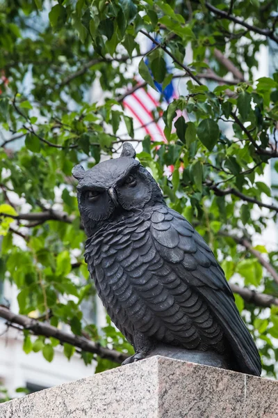 New York City, NY/USA - circa July 2015:  Bronze owl sculpture in Herald Square, New  York