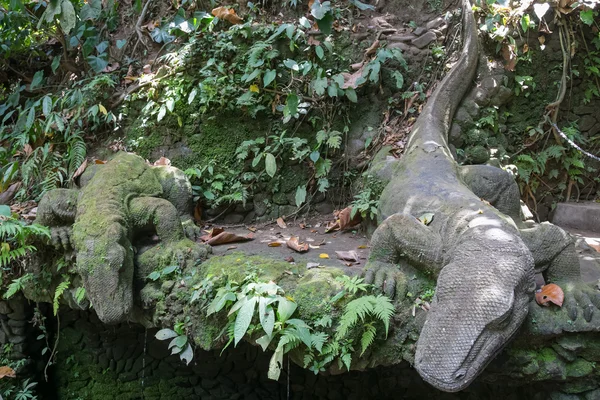 Crocodile statues in Ubud Sacred Monkey Forest on   Bali