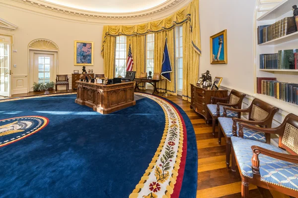 Little Rock, AR/USA - circa February 2016: Replica of White House\'s Oval Office in William J. Clinton Presidential Center and Library in Little Rock,  Arkansas