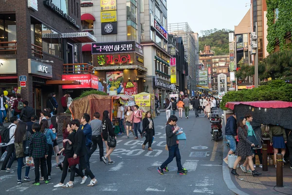 Seoul, South Korea - circa September 2015: People are walking on the streets of Seoul, South  Korea