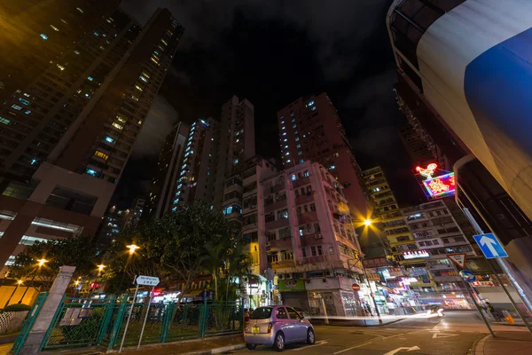 Hong Kong, China - circa September 2015: Streets of Hong Kong Kowloon district by   night