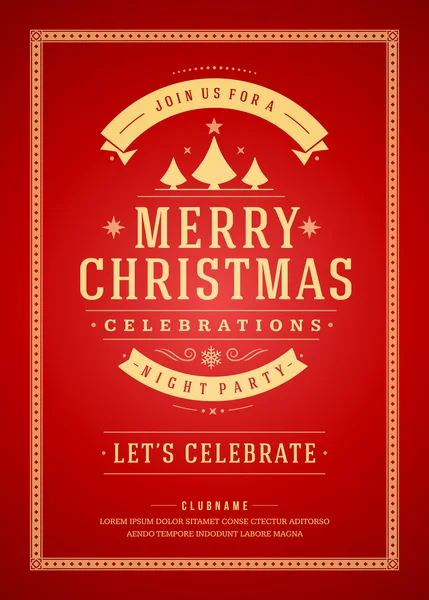 Christmas party poster retro typography and ornament decoration