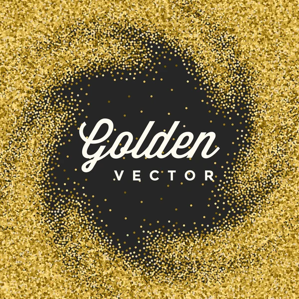 Gold Glitter Sparkles Bright Confetti Black Vector Background