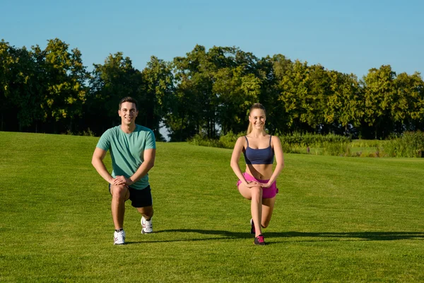 Boy and girl go in for sport on the street.