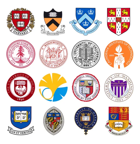 Set logos of top world universities and institutes