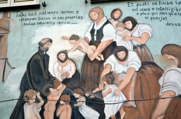 Murales in Orgosolo Italy Since about 1969 the wall paintings reflect different aspects of Sardinia\'s political struggles and international issues