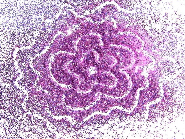 Abstract flower of purple glitter sparkle on white background