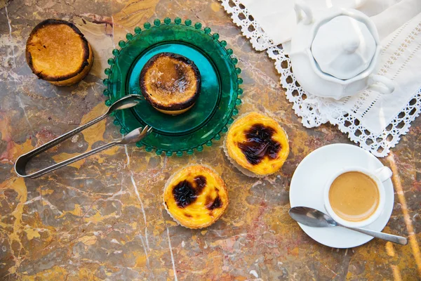 Conceived with the morning coffee and cakes (Pasteis de nata, typical pastry from Portugal) on natural marble surface.