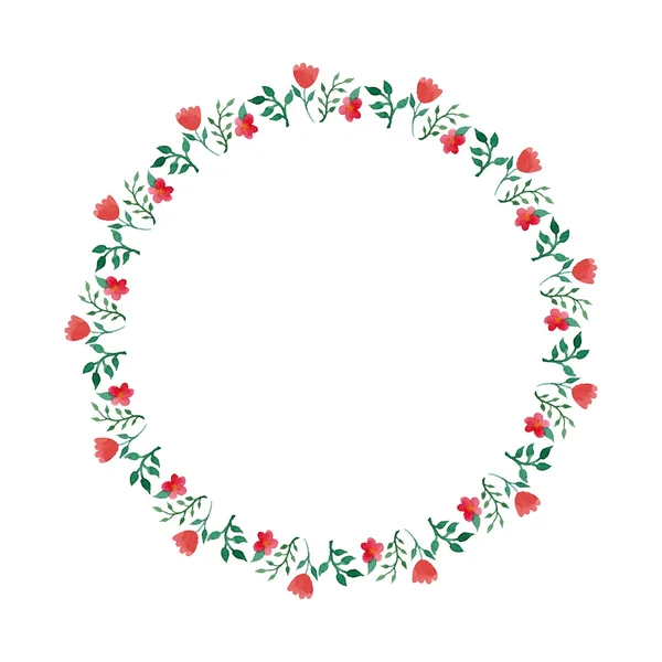 Watercolor floral wreath round frame