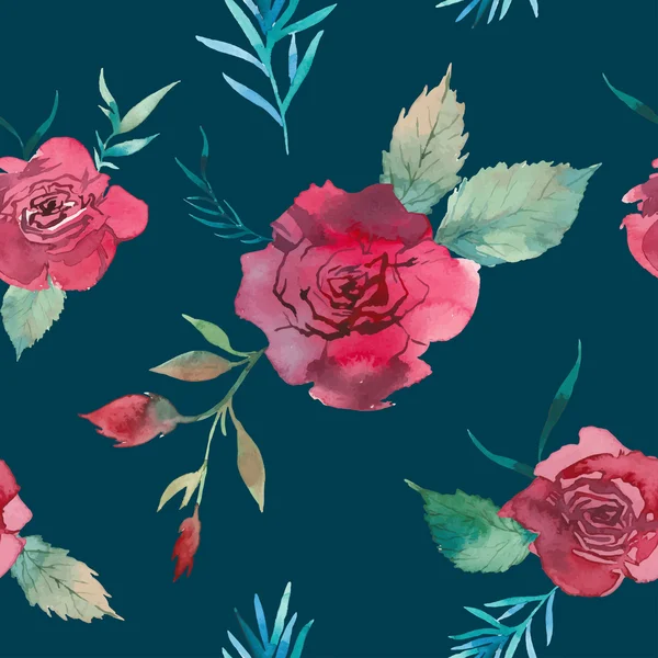 Watercolor pink roses seamless pattern