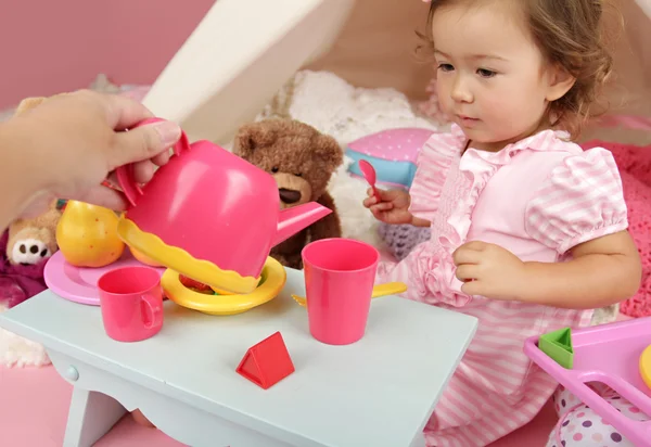 Parent or Friend Playing with Kids at Home: Toddler Tea Party