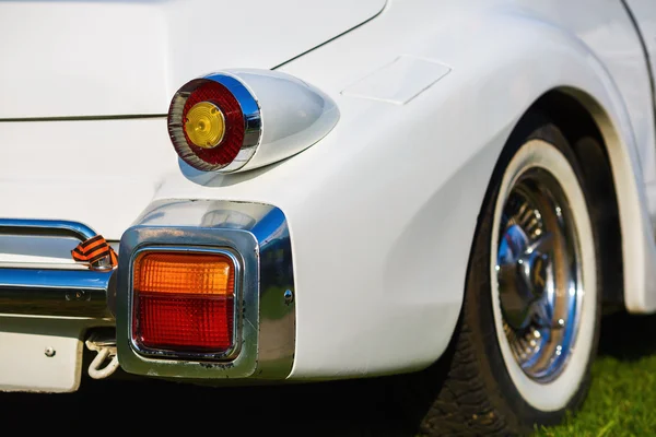 Close-up of white vintage car