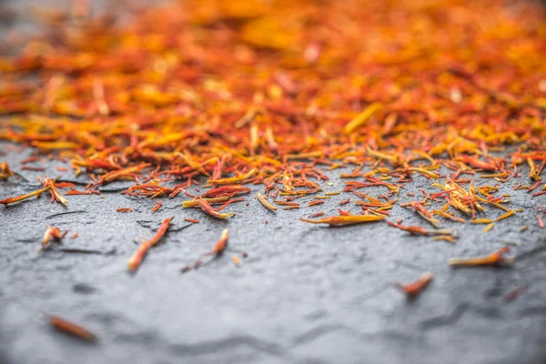 Eastern spice saffron on a gray slate