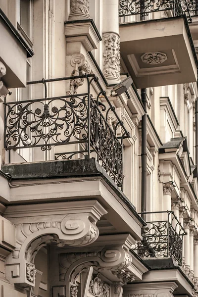 Balconies with wrought iron bars with ornaments