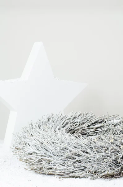 Luxury advent decoration with blank advent wreath, white star
