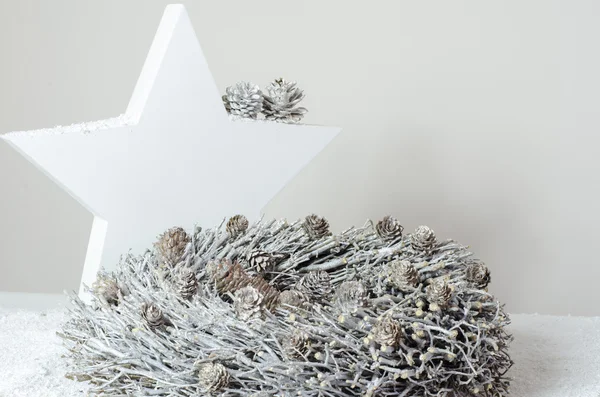 Luxury advent decoration with blank advent wreath, white star